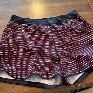 Red and Black Checkered Land’s End Swim Trunks.